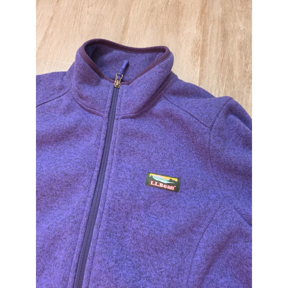 L.L.Bean Sweater Fleece Jacket Blue Full Zip Pockets Womens M Petite EUC - Picture 2 of 7